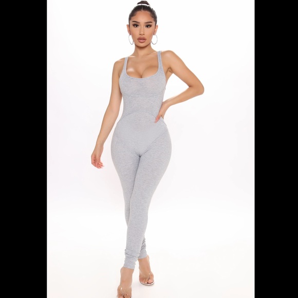 Sticking Around Ribbed Jumpsuit - Heather Grey - Picture 5 of 9